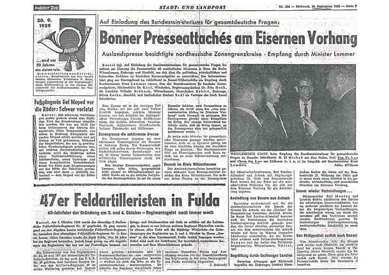 「Auf Einladung des Bundesministeriums für gesamtdeutche Fragen(모든 독일의 문제를 위한 연방정부의 초청)」, 『Kasseler Post』